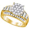 Image 1 : 1 CTW Round Diamond Cluster Bridal Wedding Engagement Ring 10kt Yellow Gold - REF-51R5H
