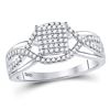 Image 1 : 1/4 CTW Round Diamond Rectangle Twist Cluster Ring 10kt White Gold - REF-20M3A