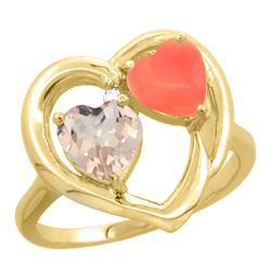 0.61 CTW Morganite & Diamond Ring 14K Yellow Gold - REF-36R3H