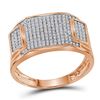 Image 1 : 1/2 CTW Mens Round Diamond Rectangle Cluster Ring 10kt Rose Gold - REF-27K3R
