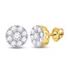 Image 1 : 3/4 CTW Round Diamond Flower Cluster Earrings 14kt Yellow Gold - REF-47M9A