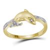 Image 1 : 1/20 CTW Round Diamond Slender Dolphin Animal Fish Ring 10kt Yellow Gold - REF-10T8K