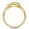 Image 2 : 1/20 CTW Round Diamond Slender Dolphin Animal Fish Ring 10kt Yellow Gold - REF-10T8K