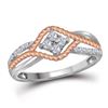 Image 1 : 1/5 CTW Round Diamond Rope Rose-tone Ring 10kt Two-tone Gold - REF-19K2R