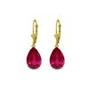 Image 1 : Genuine 10 ctw Ruby Earrings 14KT Yellow Gold - REF-81F2Z