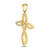 Image 2 : 1/5 CTW Round Diamond Woven Cross Pendant 10kt Yellow Gold - REF-18M3A