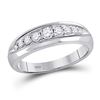 Image 1 : 1/2 CTW Mens Round Diamond Single Row Ring 14kt White Gold - REF-39W6F