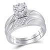 Image 2 : 1/3 CTW His & Hers Round Diamond Solitaire Matching Bridal Wedding Ring 10kt White Gold - REF-45W3F