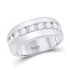 Image 1 : 2 CTW Mens Round Diamond Single Row Channel-set Ring 14kt White Gold - REF-275A9N