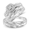 Image 1 : 1/10 CTW His & Hers Round Diamond Cluster Matching Bridal Wedding Ring 10kt White Gold - REF-39N6Y