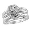 Image 2 : 1/10 CTW His & Hers Round Diamond Cluster Matching Bridal Wedding Ring 10kt White Gold - REF-39N6Y