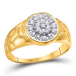 1/8 CTW Mens Round Diamond Cluster Nugget Ring 10kt Yellow Gold - REF-16T8K