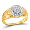 Image 1 : 1/8 CTW Mens Round Diamond Cluster Nugget Ring 10kt Yellow Gold - REF-16T8K