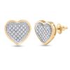 Image 1 : 1/6 CTW Round Diamond Heart Cluster Earrings 10kt Yellow Gold - REF-15H5W