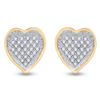 Image 2 : 1/6 CTW Round Diamond Heart Cluster Earrings 10kt Yellow Gold - REF-15H5W