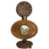 Image 1 : Jeweled Amber Glass 24kt Gold Plate Vanity Jar #978923