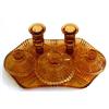 Image 1 : Amber Depression Glass Art Deco Dresser Set #978948