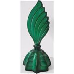 Czech Malachite Art Deco Glass Perfume Bottle #979199