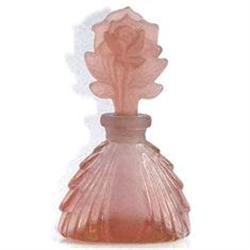 Pink Satin Glass Rose Stopper Perfume Bottle #979234