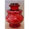 Image 1 : Thumbprint Cranberry Glass Covered Compote #979299