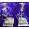 Image 1 : Antique Brass Griffin Candlesticks With Agate #979309