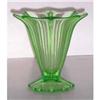 Image 1 : Green Depression Glass Art Deco Fluted Vase #985297