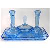 Image 1 : Ice Blue Depression Glass Ollie May Vanity Set  #985331