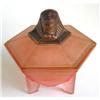 Image 1 : Sphinx Pink Satin Glass Art Deco Powder Jar #985339