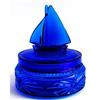 Image 1 : Blue Depression Glass Sailboat Powder Jar #985468