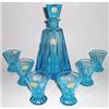 Image 1 : Czech Bohemia Art Glass Blue Decanter Set #985499