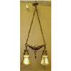 Image 1 : 1900 Victorian Art Glass Ceiling Fixture Lamp #995611