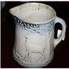 Image 1 : Blue & Gray Salt Glaze Buttermilk Deer Pitcher  #995632