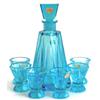 Image 1 : Blue Czech Crystal Decanter and Tumbler Set #1005573