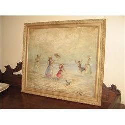 French Painting  Beach  signed Stephen c.1880 #1015814