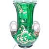 Image 1 : Moser Green Pink Tri-Handled Gold Enamel Vase #1015937