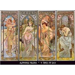 4 MUCHA ART NOUVEAU POSTERS "4 TIMES OF DAY" #1015962
