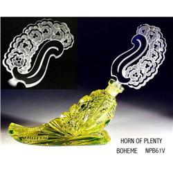 Czech Uranium / Vaseline glass Horn of Plenty #1015966