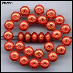 500 CZECH VINT METALLIC RED OBLATE BEADS 9mm #1015973