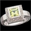 Image 1 : 14k Ring Princess Cut PERIDOT w DIAMONDS #1015988
