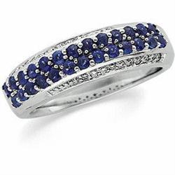 14k  WEDDING BAND  SAPPHIRES DIAMONDS #1015995