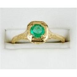 ANTIQUE 14K GOLD  EMERALD RING   .40 CARATS! #1015996