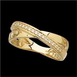 14k GOLD DIAMOND WEDDING BAND Criss Cross  #1015999