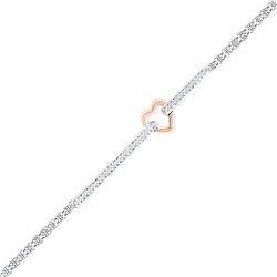 1/8 CTW Round Diamond Heart Fashion Bracelet 14kt Two-tone Gold - REF-10N8Y