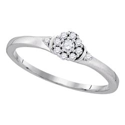 1/6 CTW Round Diamond Cluster Promise Bridal Ring 10kt White Gold - REF-15R5H