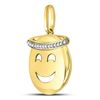 Image 2 : 1/20 CTW Round Diamond Smiley Face Halo Emoji Pendant 10kt Yellow Gold - REF-10A8N