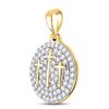 Image 2 : 1 & 1/2 CTW Mens Round Diamond Trinity Triple Cross Charm Pendant 10kt Yellow Gold - REF-83F9M