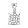 Image 1 : 1/2 CTW Round Diamond Square Cluster Pendant 14kt White Gold - REF-33X6T
