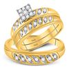 Image 1 : 1/3 CTW His & Hers Round Diamond Solitaire Matching Bridal Wedding Ring 10kt Yellow Gold - REF-33K6R