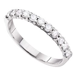 1/2 CTW Round Pave-set Diamond 3.5mm Wedding Ring 14kt White Gold - REF-27N5Y