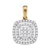 Image 1 : 1/3 CTW Round Diamond Concentric Square Cluster Pendant 14kt Yellow Gold - REF-30F3M
